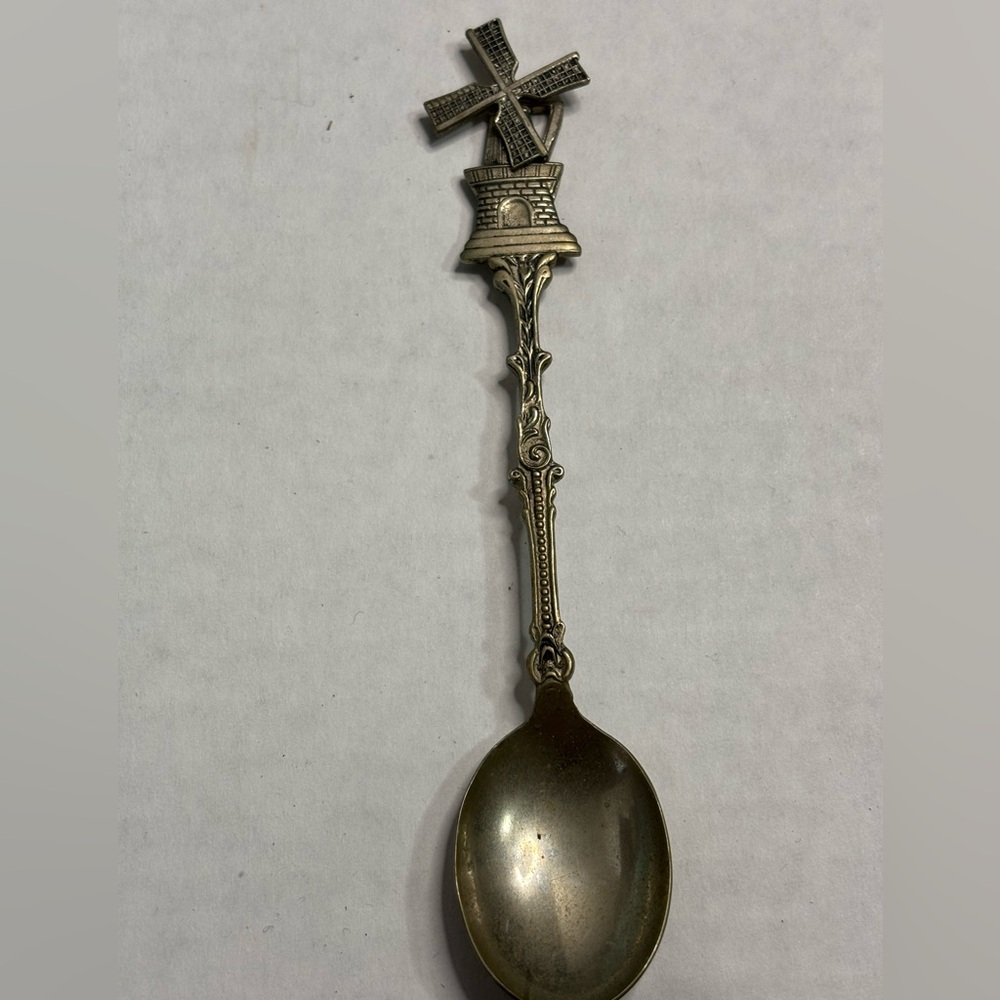 Vintage 1970s Silver Souvenir Articulated WINDMILL SPOON, Made in Holland